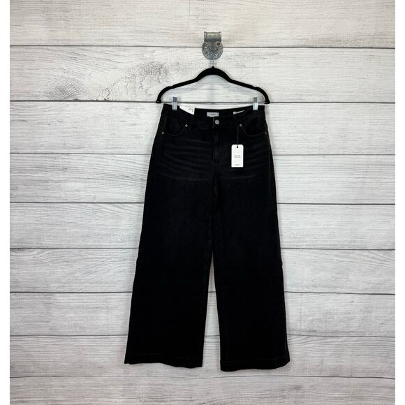 Forever 21 Women's Black Washed Mid-Rise Wide Leg Jeans Size 27 - Picture 1 of 8